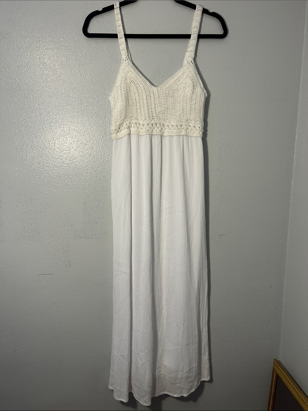 Sincerely Jules White Crochet Bodice Boho Maxi Dress Size Small